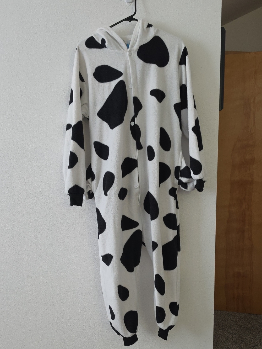 Kids Cow-Print Hooded Pajama Onesie - Black & White
